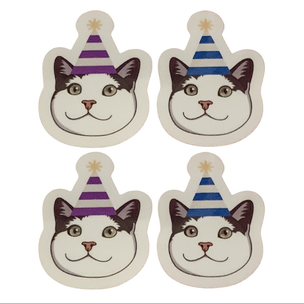 4 Happy Birthday Cat‎ Vinyl Stickers